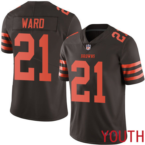 Cleveland Browns Denzel Ward Youth Brown Limited Jersey 21 NFL Football Rush Vapor Untouchable